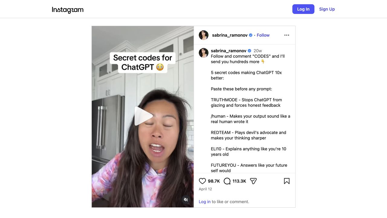 The Secret Codes video cross-posted to Instagram, Facebook, Threads, and YouTube Shorts