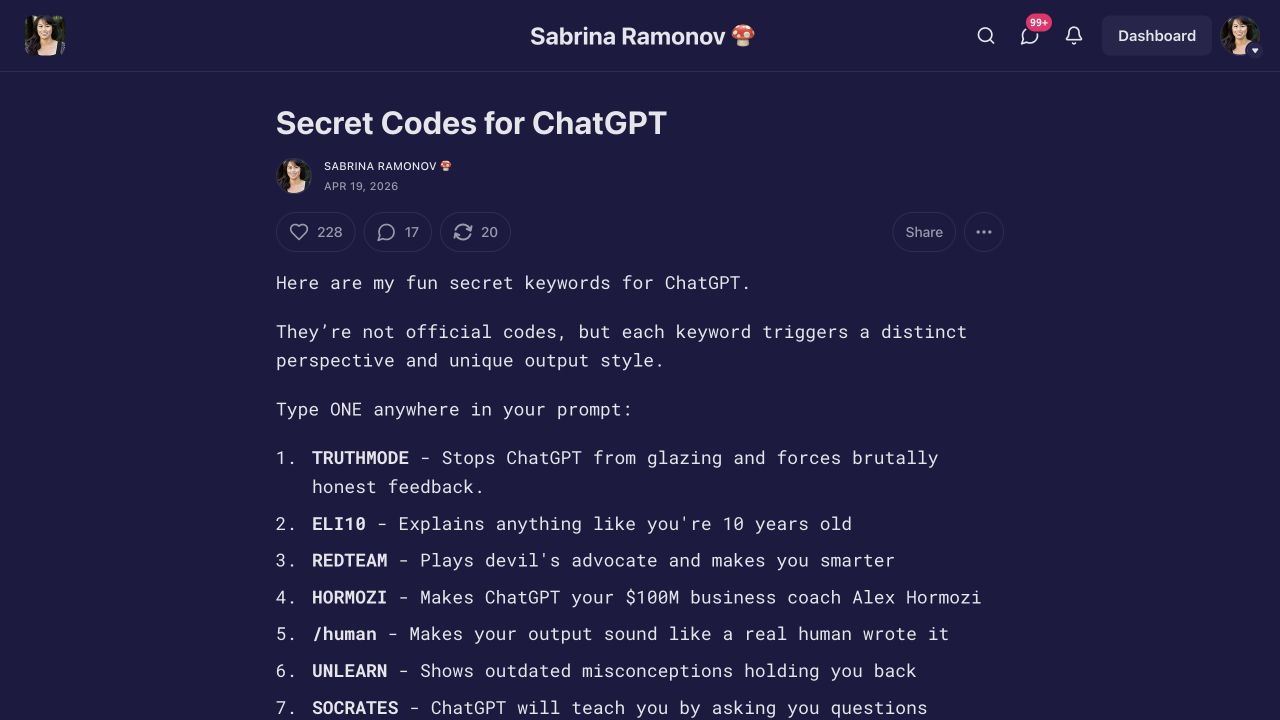 The Secret Codes for ChatGPT newsletter